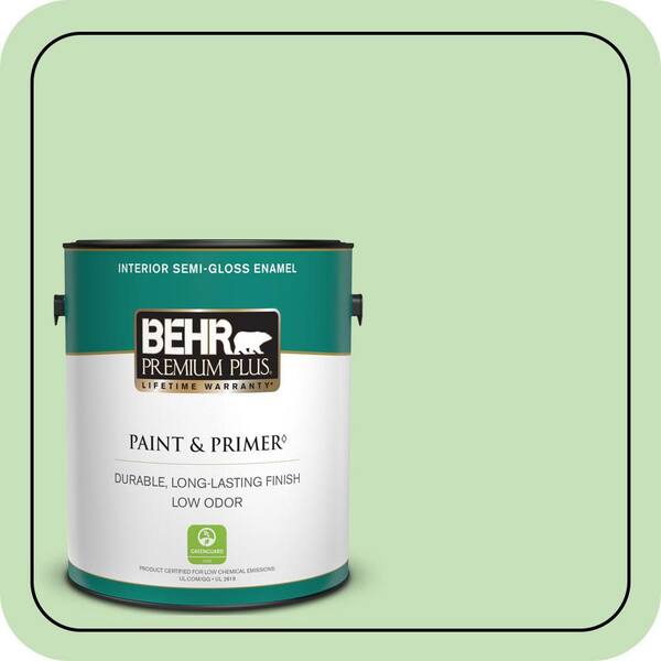 BEHR PREMIUM PLUS 1 gal. #440C-3 Rockwood Jade Semi-Gloss Enamel Low Odor Interior Paint & Primer