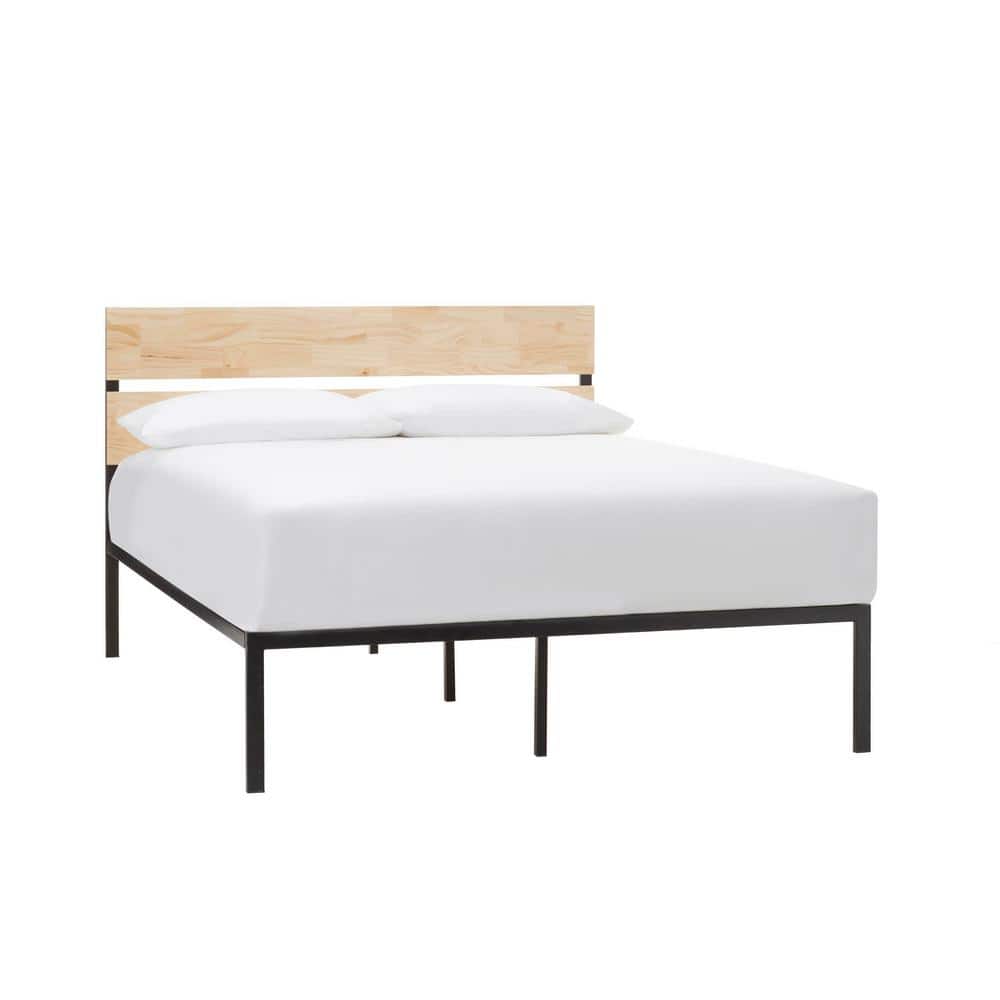 Queen StyleWell Blackwell Natural Wood and Metal Queen Platform Bed