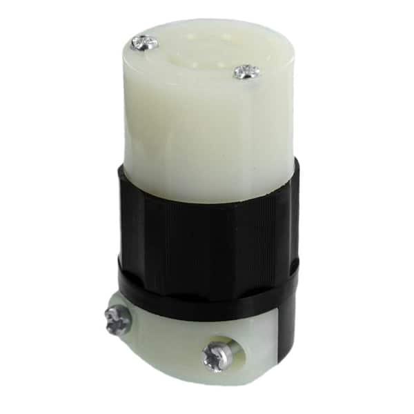 Leviton 20 Amp 250-Volt Locking Non-Grounding Connector, Black/White