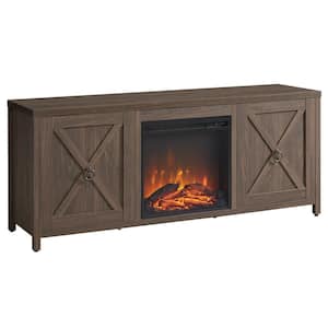 Granger 58 in. Alder Brown TV Stand with Log Fireplace Insert Fits TV's up to 65 in.