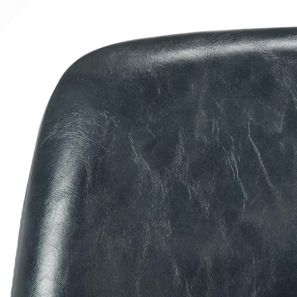 Transitional Dark Grey Faux Leather Chrome Swivel Desk Chair