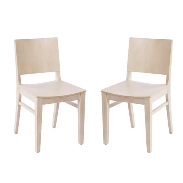 2-Pack Naples Commercial Grade Solid Wood Dining Chairs with Curved Backrests and Antique White Finish