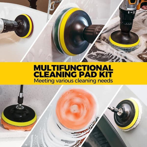KIWDZFU 23 Piece Drill Brush Attachments Set Scrub Pads Sponge