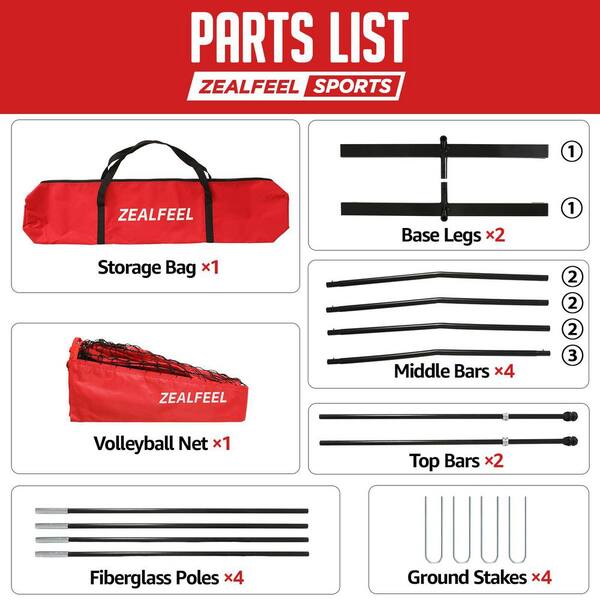 ZEALFEEL Adjustable Portable 12 ft. Volleyball Training Net with