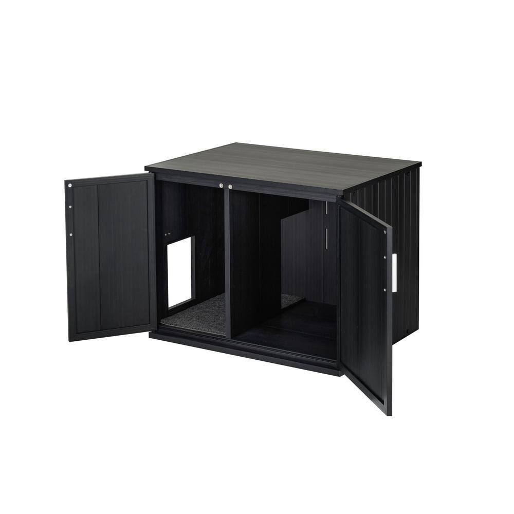 Espresso Black Freestanding Plastic Litter Box Enclosure Table