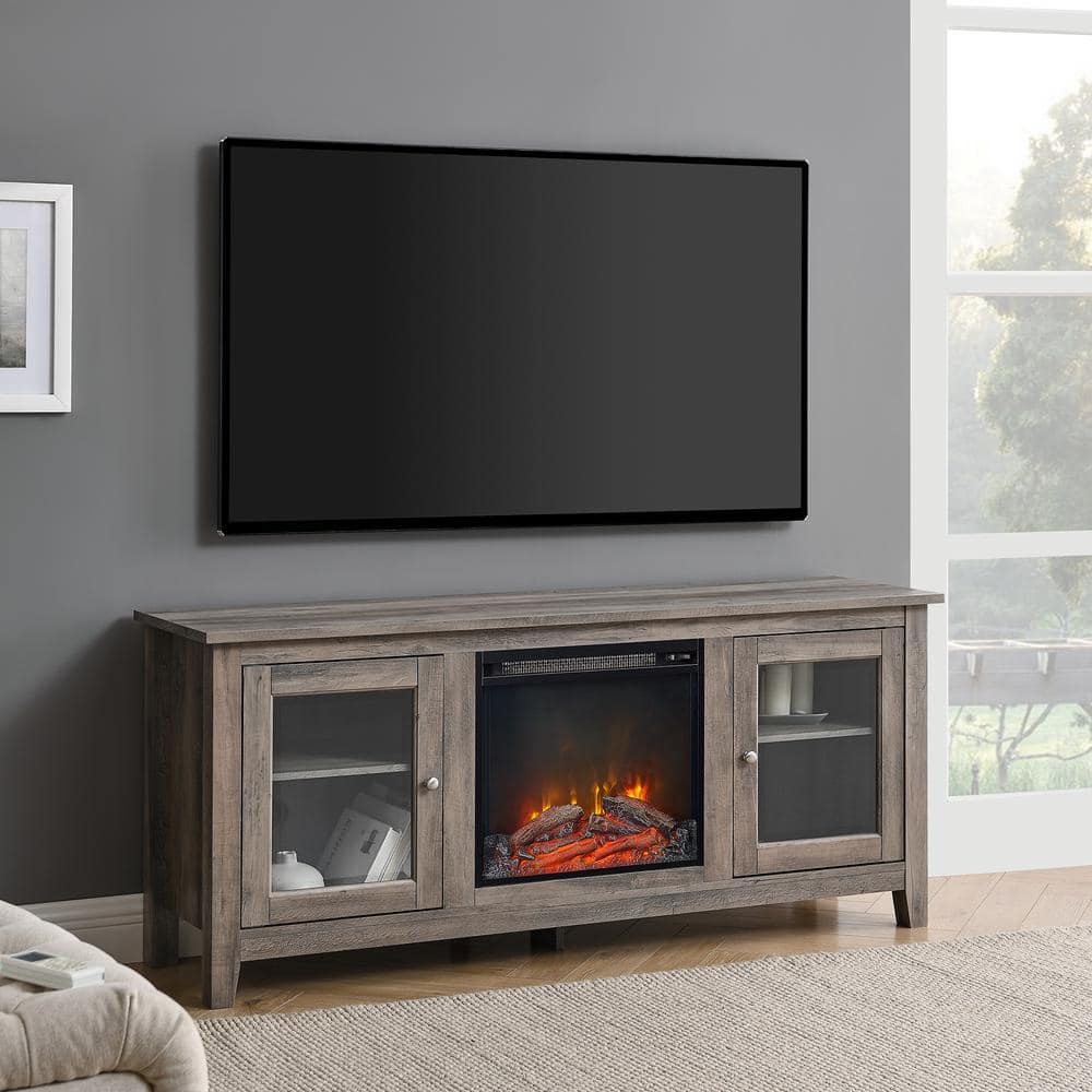 Flat-Panel TVs up to 64 4 Storage Shelves Charcoal Charcoal /& Industrial Modern Rectangle Metal Base and Wood Coffee Table Living Room Accent Ottoman Walker Edison Wood 58 Console 48 Inch