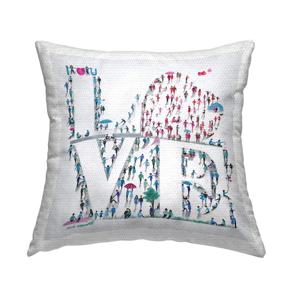 Stupell Industries Love Typography People Outdoor Printed Throw Pillow by Hulis Mavruk