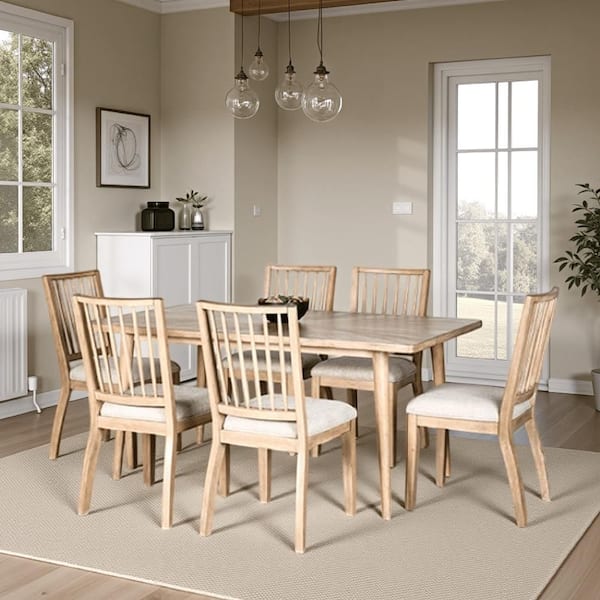 Brown and White 37.5 in. 7-Piece Dining Set
