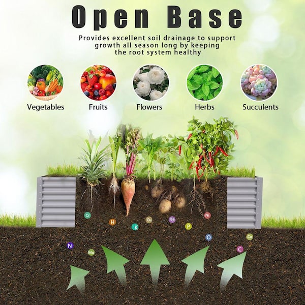 96 in. x 36 in. x 24 in. Gray Galvanized Raised Garden Bed