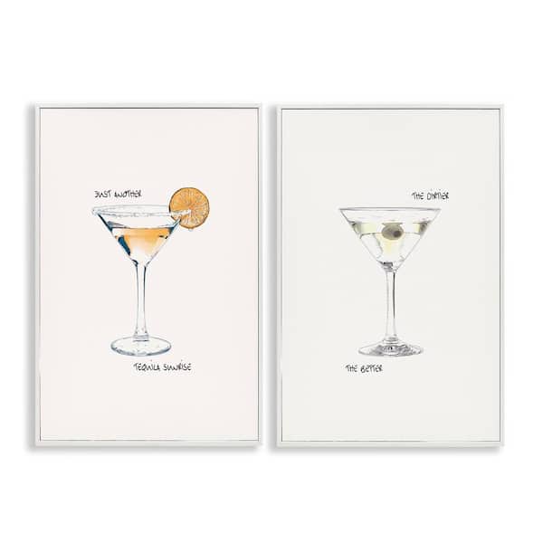 Stupell Industries Tequila Cocktails and Phrases by Graffi*tee Studios 2 Pieces White Framed Food Giclee Art Print 24 in. x 16 in.