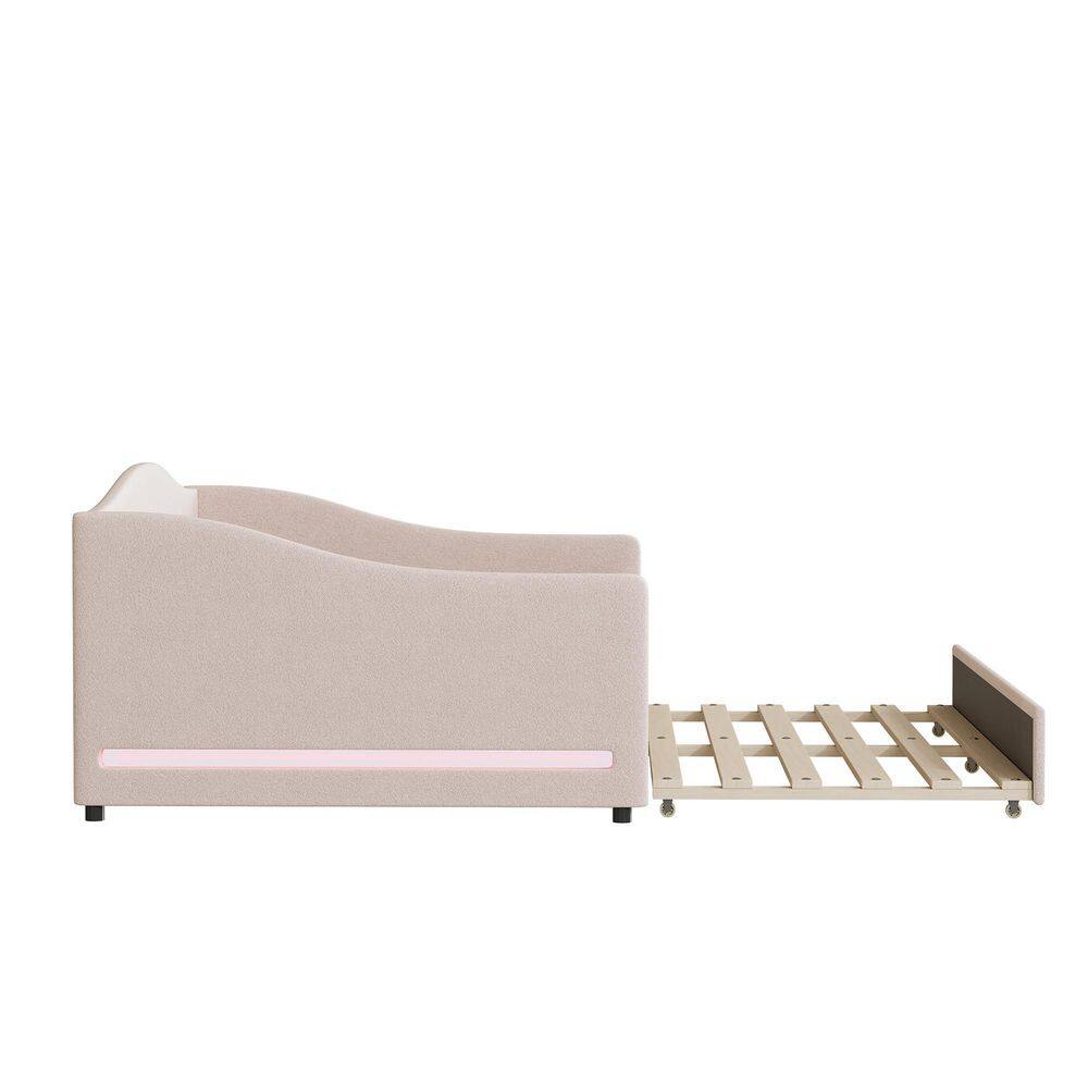 Beige Full Size Daybed with Light and Trundle - thumbnail 4