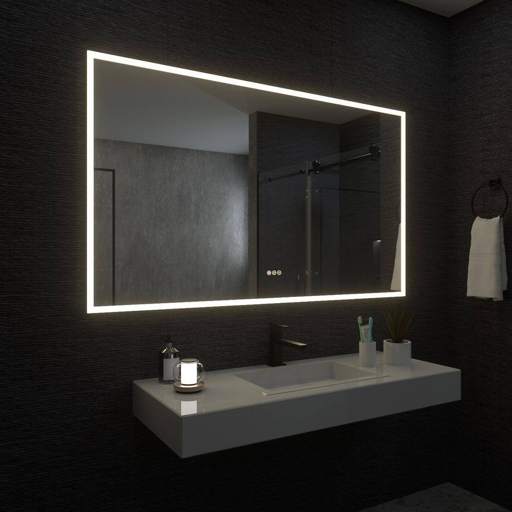 Clear 60" x 36" Frameless LED Bathroom Vanity Mirror