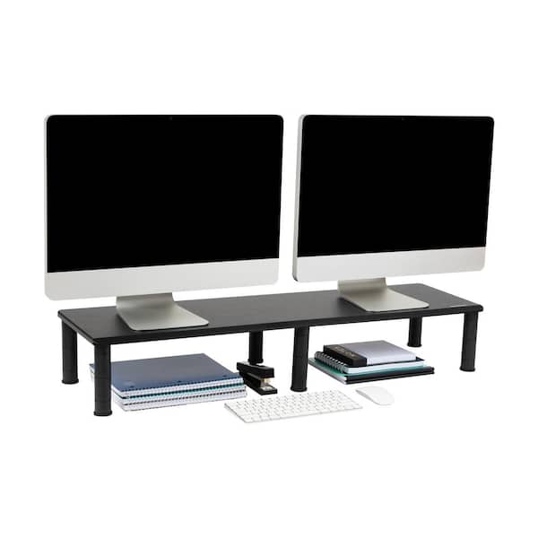 Mind Reader 38.5 in. L x 11 in. W x 2.55-6.5 in. H Dual Monitor Stand Height Adjustable, Black
