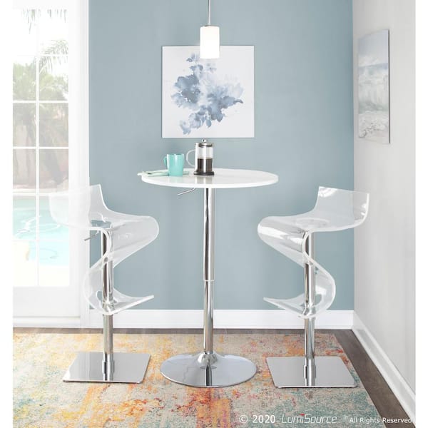 Elia White and Chrome Adjustable Bar Table
