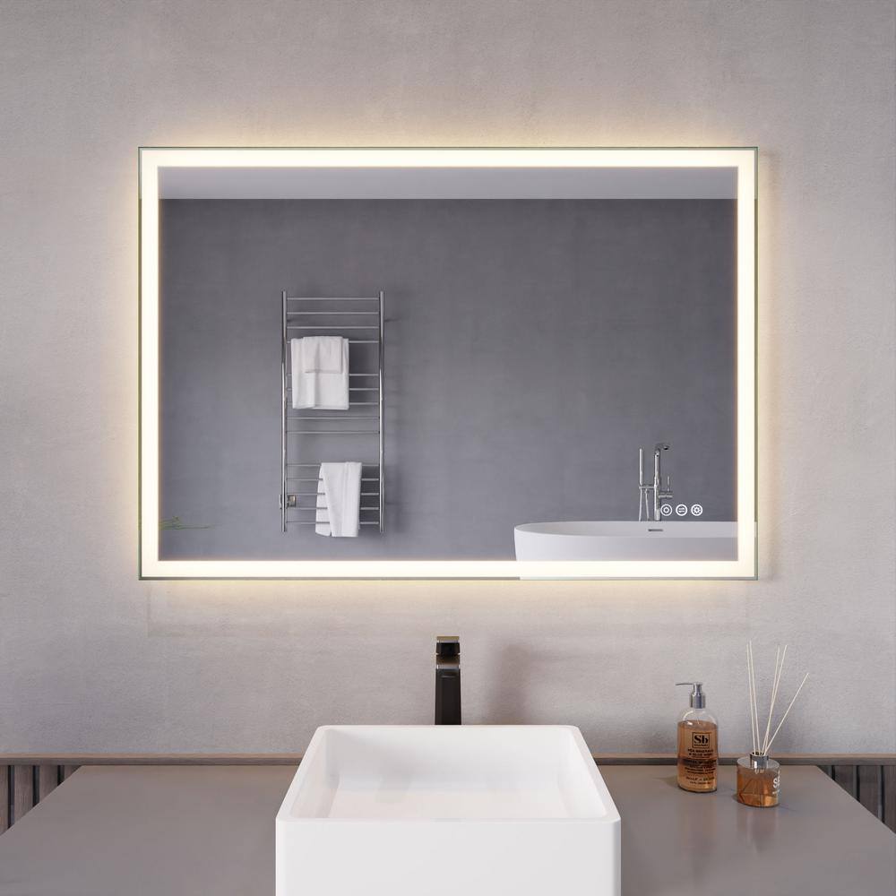 ANZZI 40 in. W x 28 in. H Rectangular Frameless LED Front/Back Lighting ...