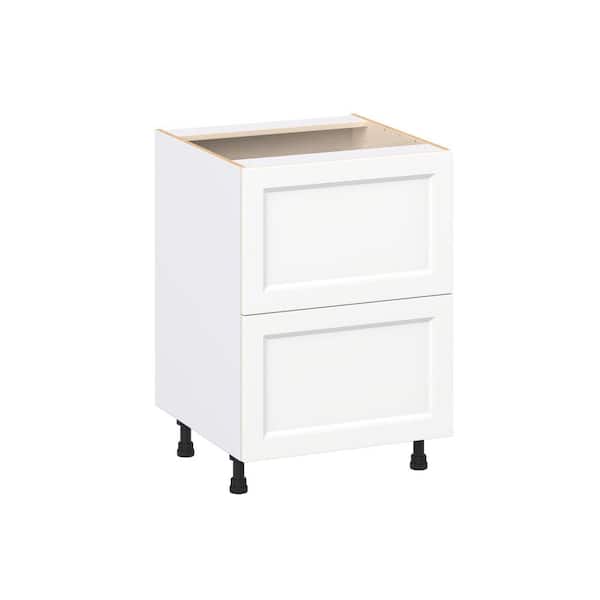 J COLLECTION Laramie 24 in. W x 24 in. D x 34.5 in. H Assembled Drawer Base Kitchen Cabinet in Painted Bright White with 2 Drawers