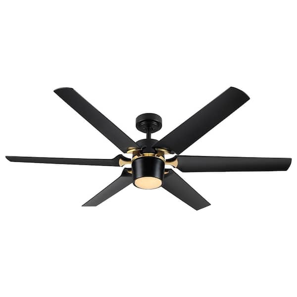Unbranded 60 in. Indoor Matt Black Modern Ceiling Fan with Integrated LED Light and Remote Control