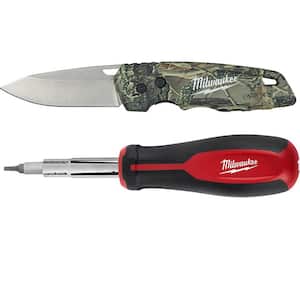 FASTBACK Camo Stainless Steel Folding Knife with 2.95 in. Blade and 11-in-1 Multi-Tip Screwdriver