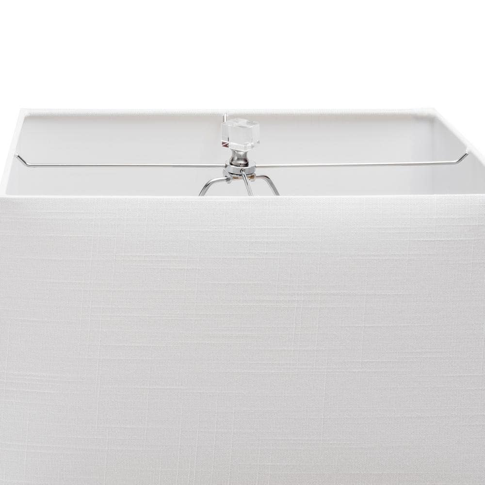 Modern Clear Crystal Table Lamp with Cotton Shade