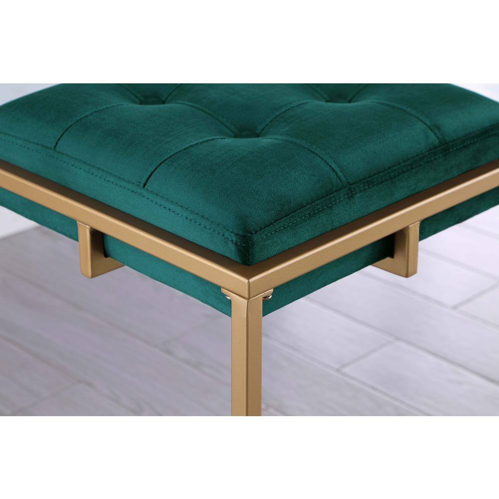 Hunter Green and Gold Velvet Backless Counter Stool