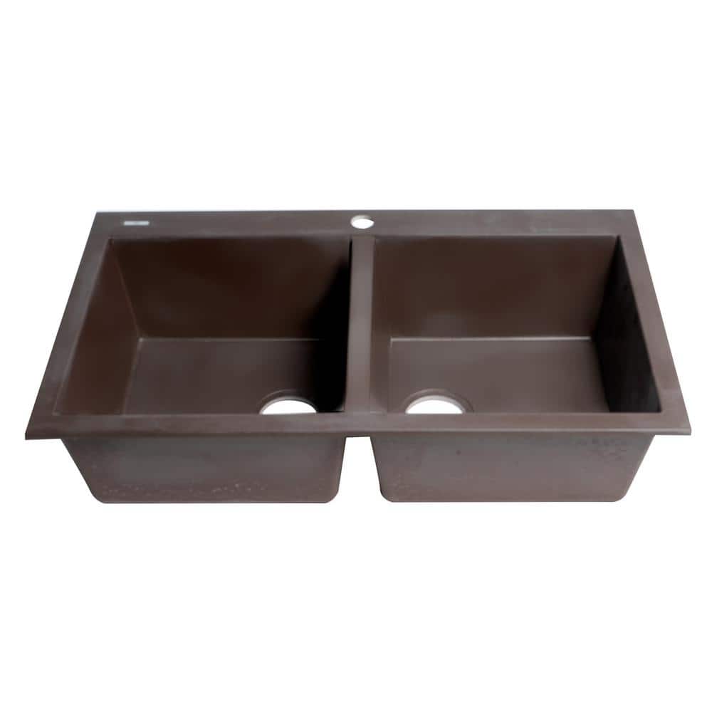 34'' Chocolate Double Bowl Granite Composite Kitchen Sink
