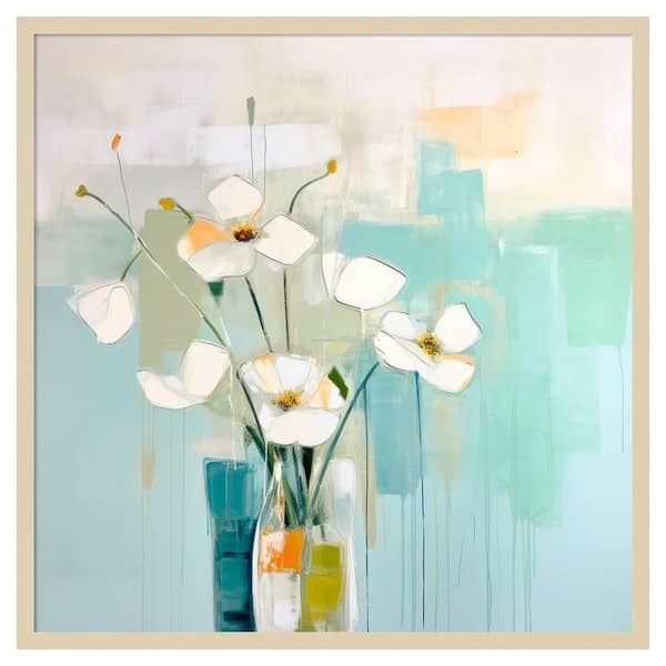 Amanti Art Flowers on the Window I by Irena Orlov 33 in. W x 33 in. H. Wood Framed Wall Art Print Framed in Brown
