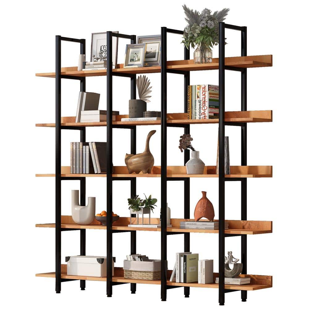 Siavonce 11.80 in. W x 70.90 in. H x 70.90 in. D Black+Brown 5 Tier ...