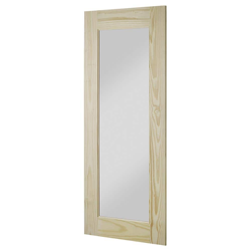 Reflex 84'' Unfinished Pine Wood Mirrored Barn Door