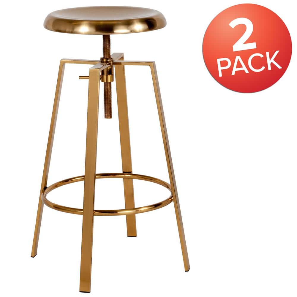 Carnegy Avenue 35 in. Gold Bar Stool (Set of 2) CGACH249652GOHD