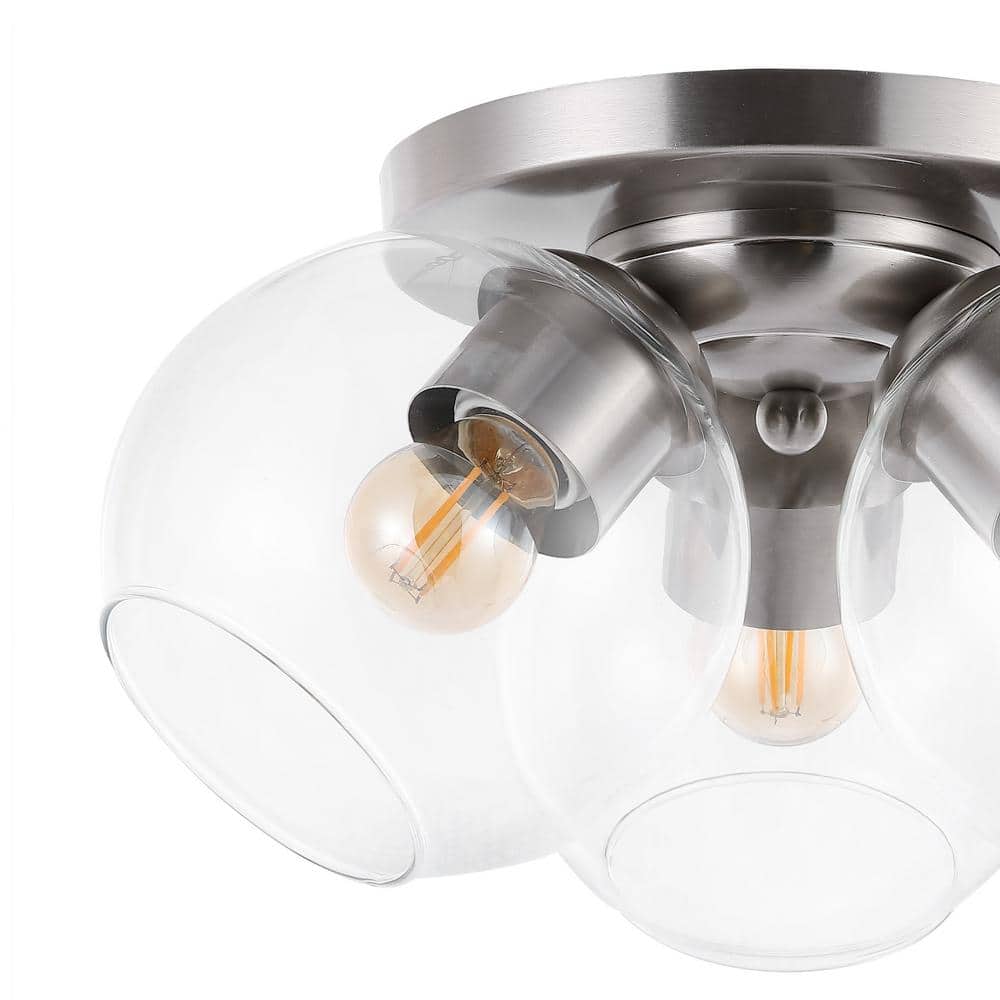 11.5" Clear Glass Nickel LED Flush Mount Ceiling Light