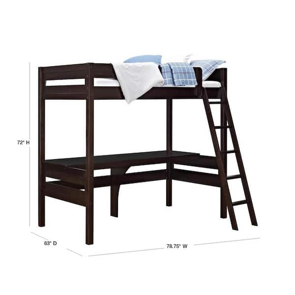 Dorel Living Georgetown Transitional, Twin Bed Frame With Desk Underneath