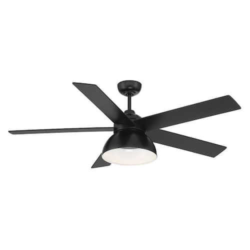 52 in. Integrated LED Distressed Matte Black Indoor Ceiling Fan with Reversible Motor and Remote Ceiling Fans