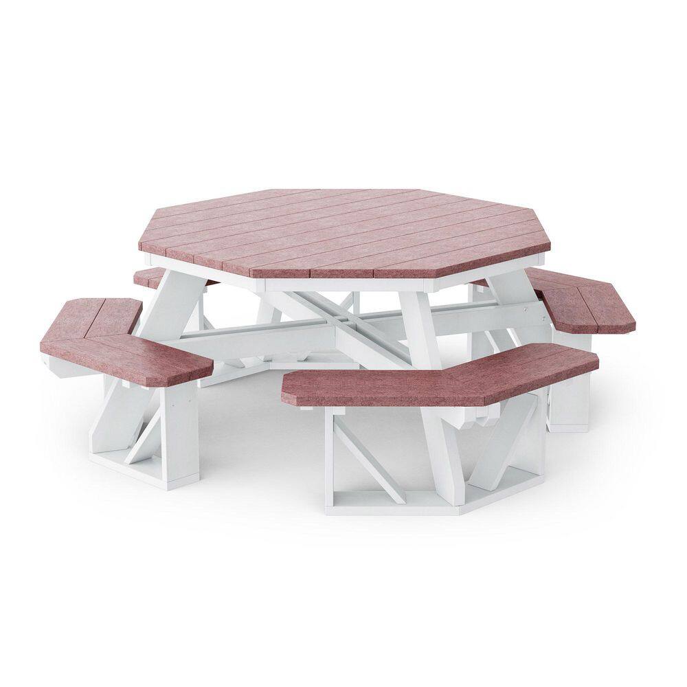 Heritage 87 in. Cherrywood and White Octagon HDPE Plastic Picnic Table Seats 8 People price history on PriceWatchPro