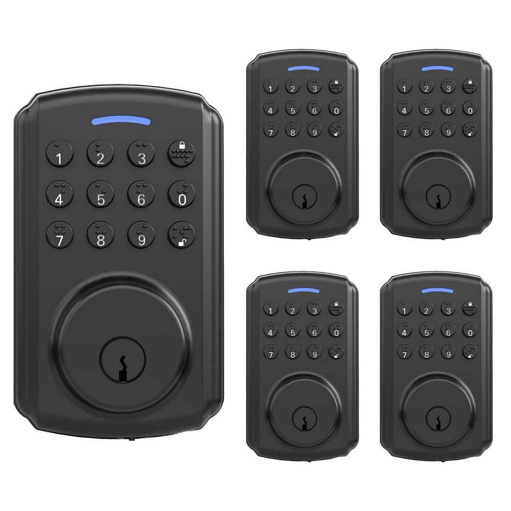 Black Single-Cylinder Smart Thumbturn Deadbolt Lock with 3 in 1 Way to Unlock by App, Keypad, or Key (4-Pack) price history on PriceWatchPro