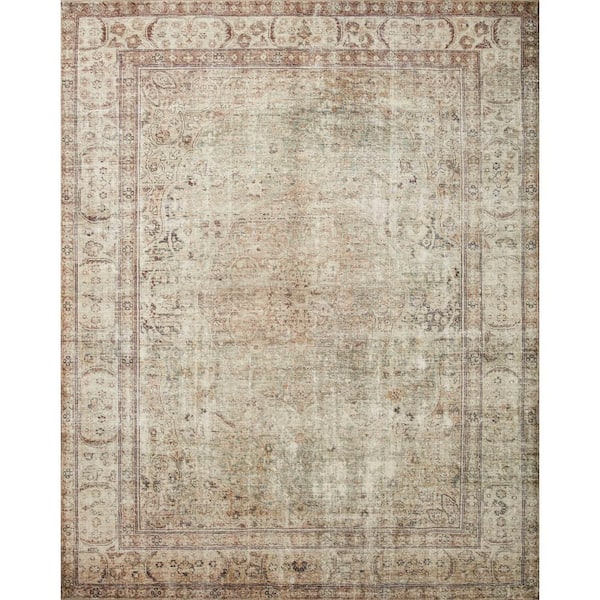 LOLOI II Margot Antique/Moss 2 ft. 3 in. x 3 ft. 9 in. Bohemian Vintage Printed Plush Area Rug