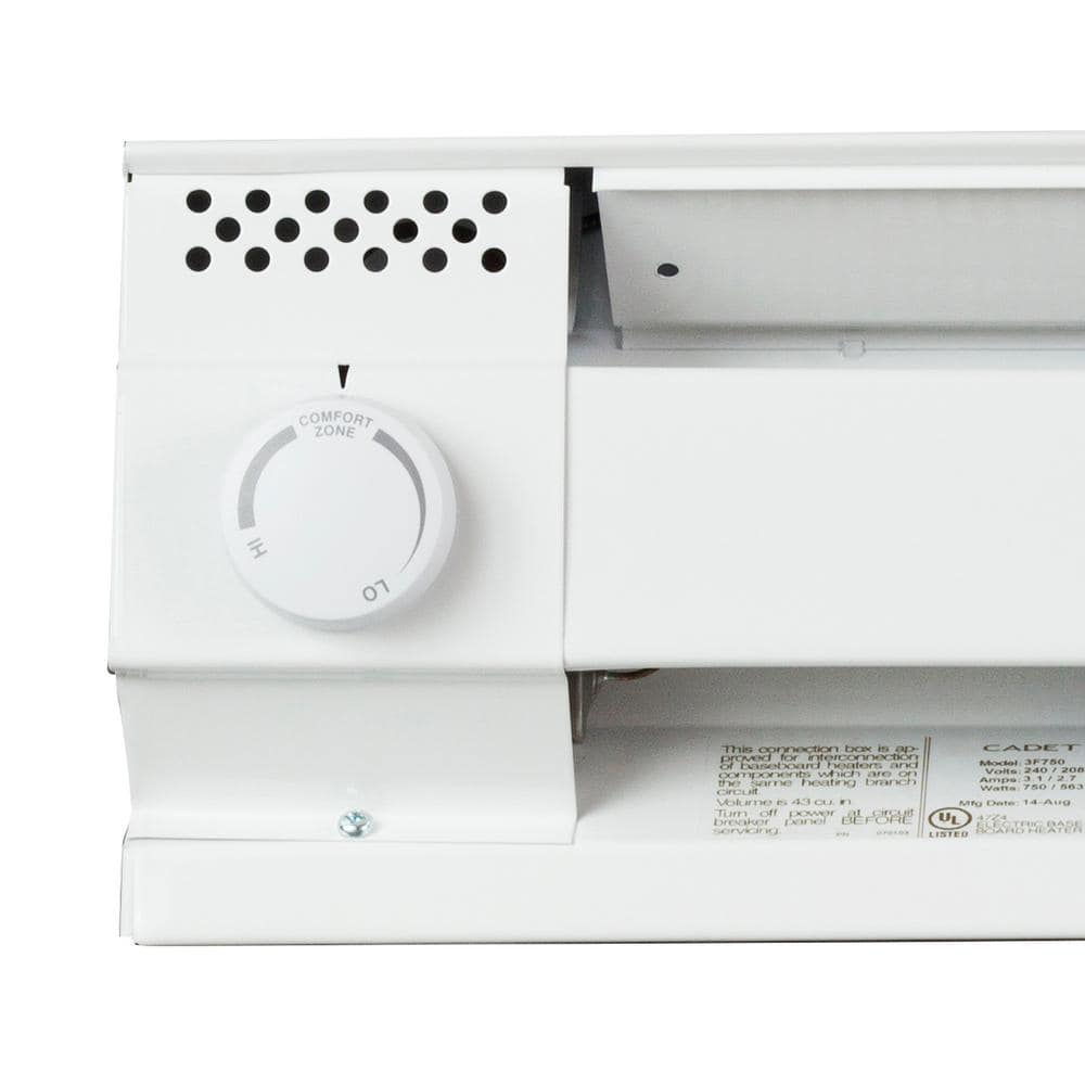 Cadet White Single Pole Line Voltage Baseboard Thermostat