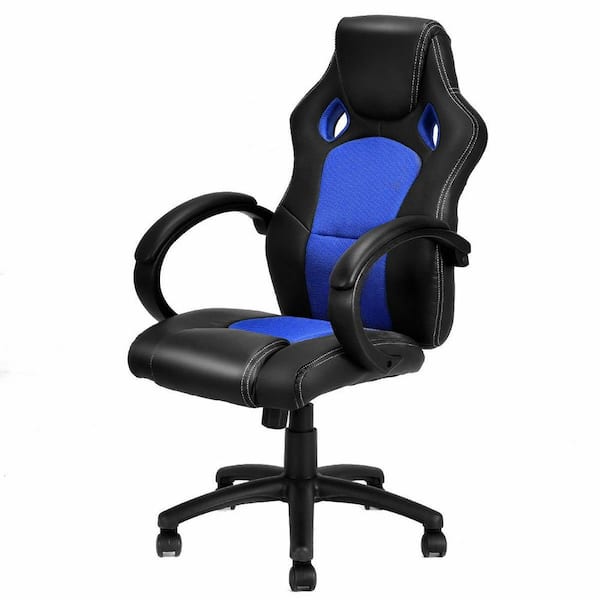 Costway Executive Chair High Back Race Car Style Bucket Seat Office Desk Chair Gaming Chair Blue New