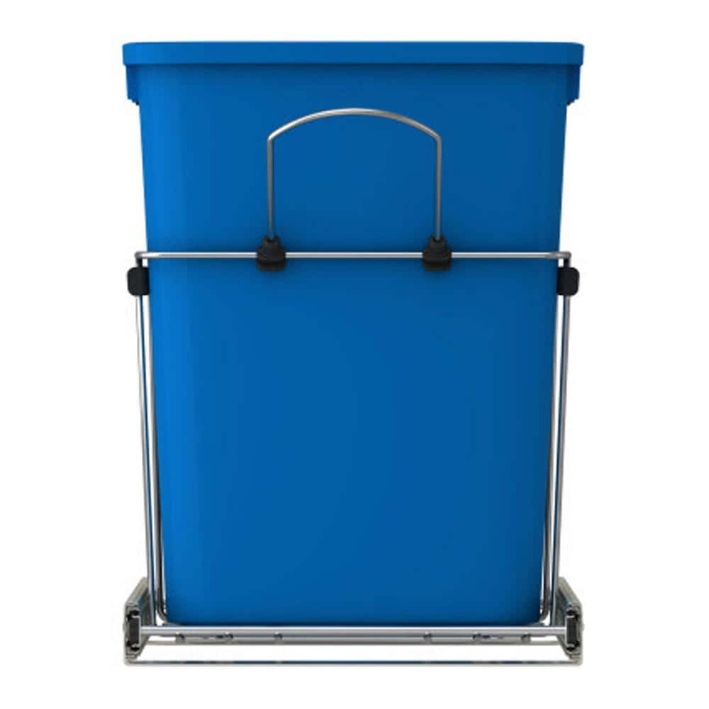 Double Pull-Out Waste Bin Containers with Red and Black Plastic Bins