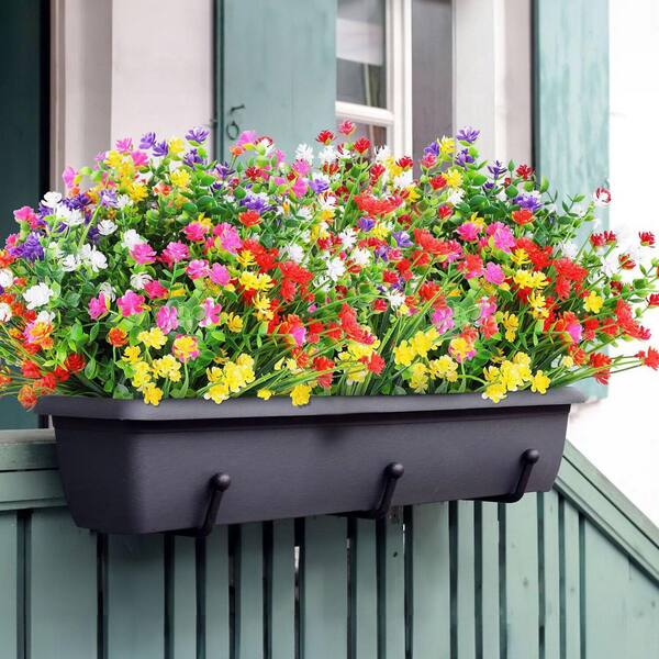 BIGFIS 24 Bundles Artificial Flowers - UV Resistant, 13.8 Inch, Mixed Colors, For Outdoor/Indoor Decor - View #4