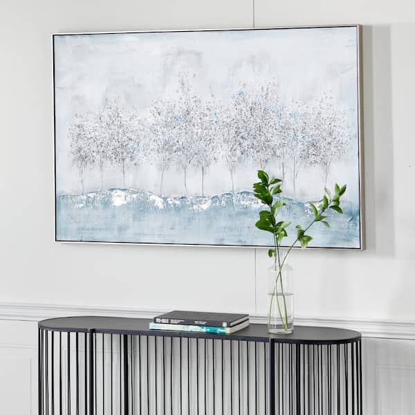 1- Panel Tree Framed Wall Art with Silver Frame 32 in. x 47 in.