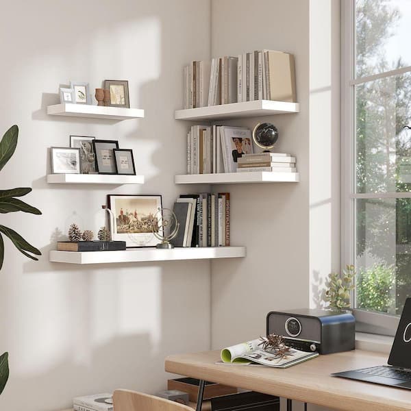 23.6 in. W x 9.3 in. D White Floating Shelves Decorative Wall
