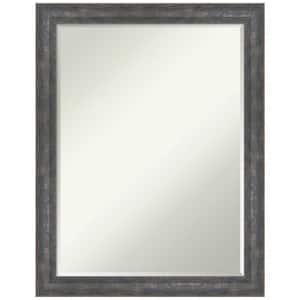 Angled Metallic Rainbow 21.25 in. x 27.25 in. Petite Bevel Modern Rectangle Wood Framed Wall Mirror in Gray