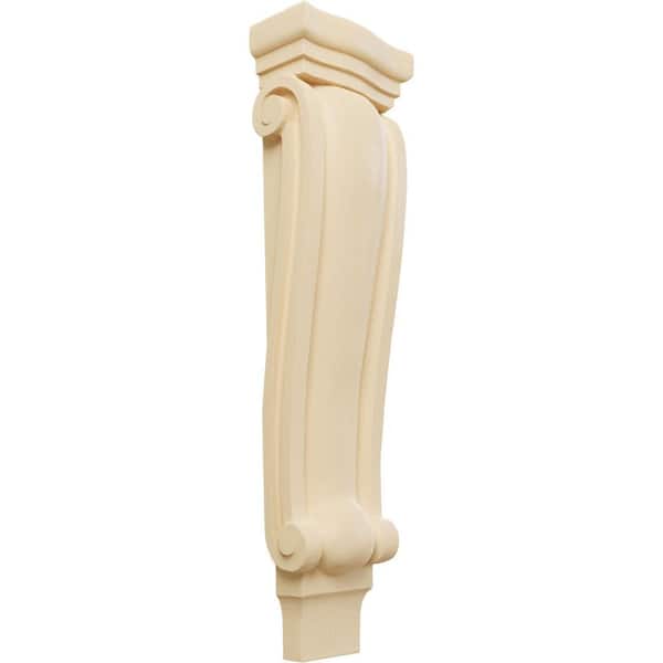 Ekena Millwork 3 in. x 6-1/4 in. x 22 in. Unfinished Wood Maple Large Traditional Pilaster Corbel
