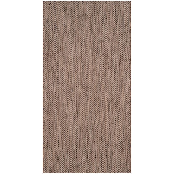SAFAVIEH Courtyard Brown/Beige Doormat 3 ft. x 5 ft. Geometric Indoor/Outdoor Patio Area Rug