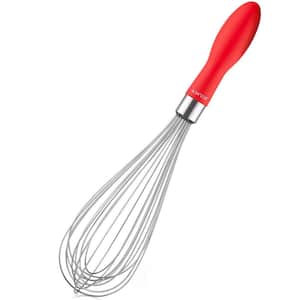 12 in. Stainless Steel Red Whisk