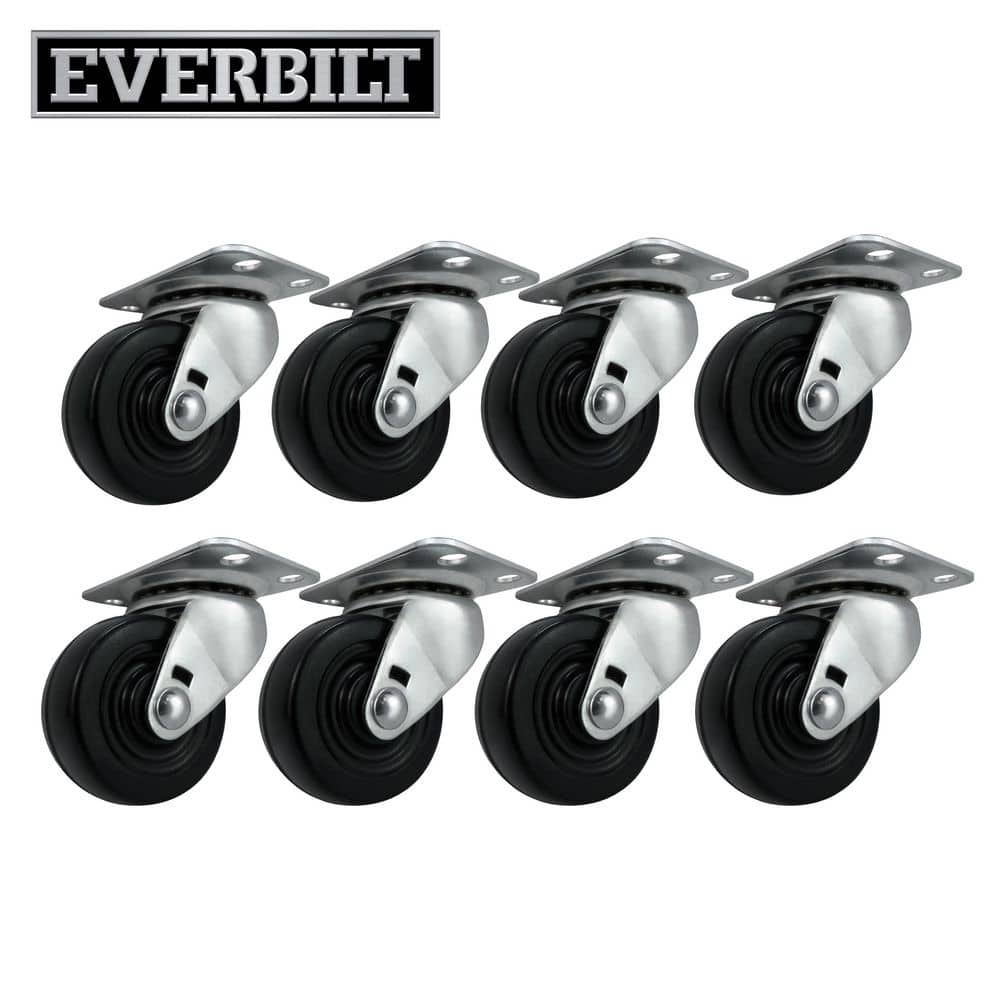2 in. Black Soft Rubber and Steel Swivel Plate Casters with 90 lbs. Load Rating 8 Pack price history on PriceWatchPro