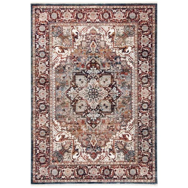 SAFAVIEH Herat Red/Ivory 5 ft. x 8 ft. Border Medallion Floral Area Rug