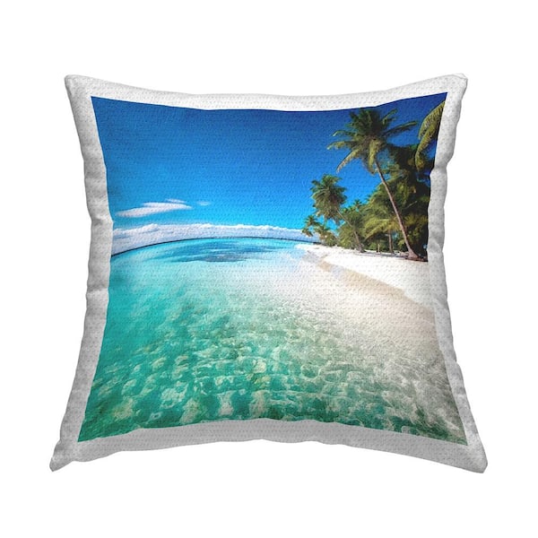 Stupell Industries Tropical Summer Shore Blue Square Outdoor Throw Pillow