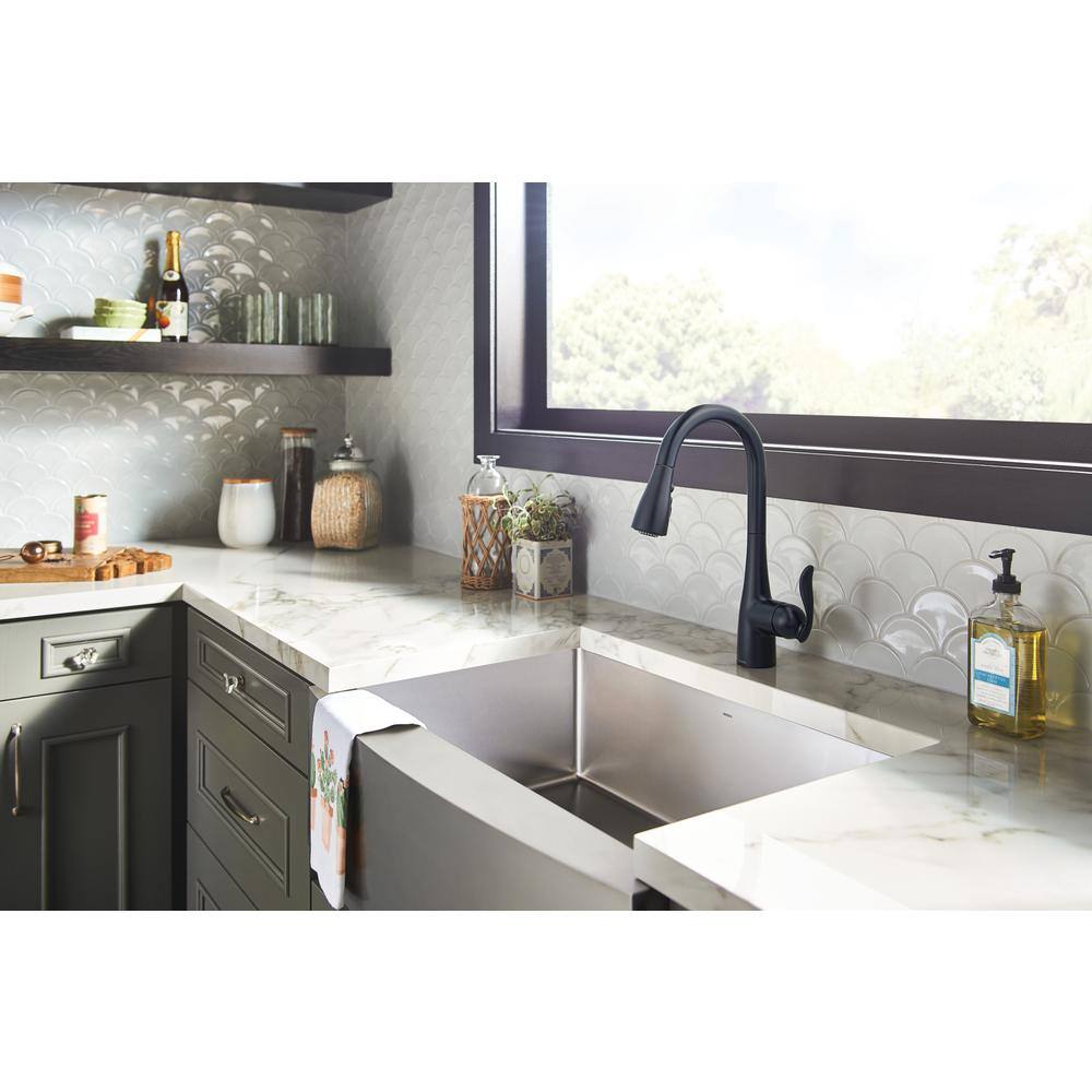 Matte Black Touchless Pull-Down Kitchen Faucet with Spray