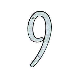 4 in. Plastic Reflective Nail-On House Number 9
